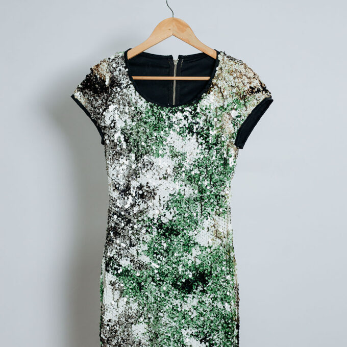 Vestido Paetês Forro Poliéster - P
